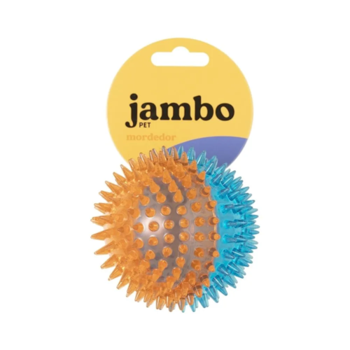 Brinquedo Bola TPR com Espinho Azul e Laranja M