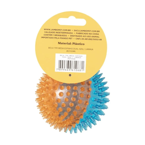 Brinquedo Bola TPR com Espinho Azul e Laranja M - imagem adicional