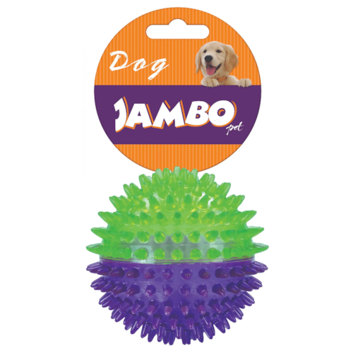 Brinquedo Bola TPR com Espinho Roxo e Verde M