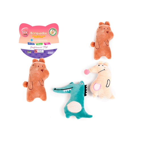 Brinquedo de Pelúcia Tex Toys para Gatos com Catnip Mini Zoo 7 cm - Variados