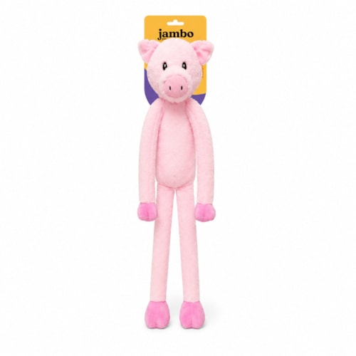 Brinquedo Mordedor de Pelúcia Jambo Long Leg Porco Rosa 75 cm