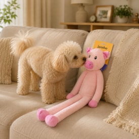 Brinquedo Mordedor de Pelúcia Jambo Long Leg Porco Rosa 75 cm - imagem adicional