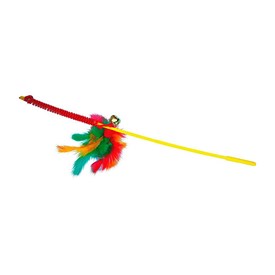 Brinquedo Varinha Elástica com Penas e Guizo 30cm