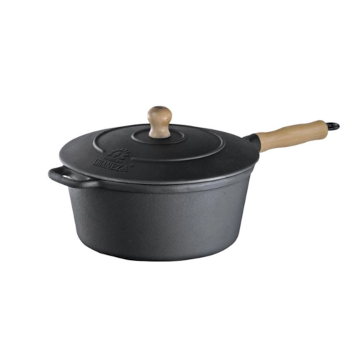 Caçarola de Ferro Fundido Cabo de Madeira 3,88 Litro 24 cm - Fundição Libaneza