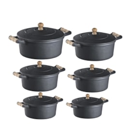 Caçarola de Ferro Fundido Com Alça de Madeira e Tampa de Ferro - Fundição Libaneza