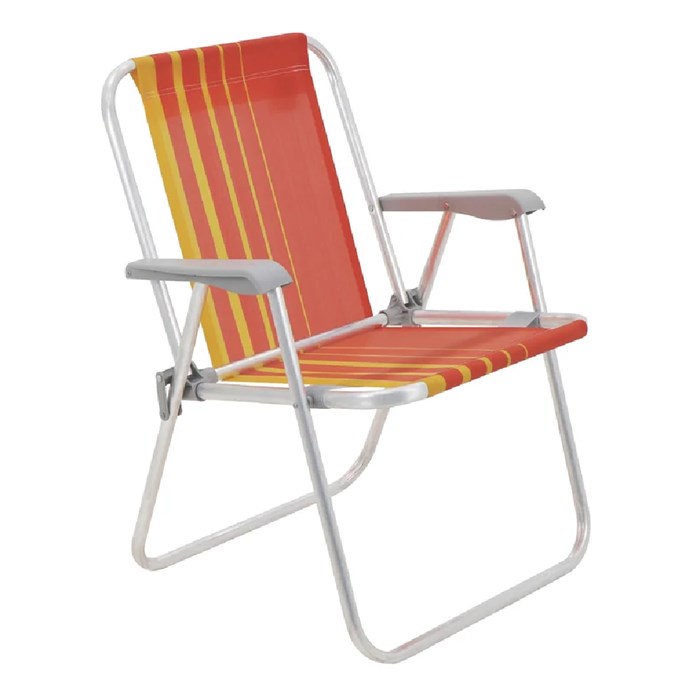 Cadeira de Praia Tramontina Alta Laranja e Amarelo em Alumínio 92900001