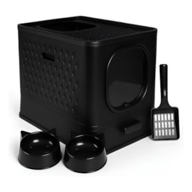 Caixa de Areia para Gato Sandbox Preta Jel Plast Premium