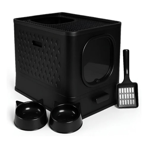 Caixa de Areia para Gato Sandbox Preta Jel Plast Premium