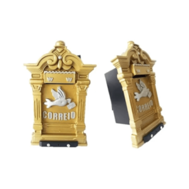 Caixa de Correios Colonial Dourada em Plástico - JLK