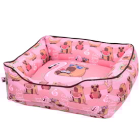 Caminha para Cachorro Estampa Capivara Distripet Rosa GG