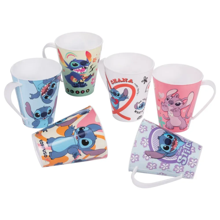 Caneca Plástica Decorado Stitch Azul 360ml