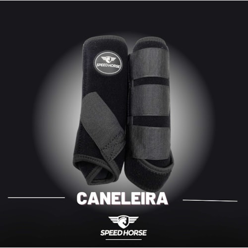 Caneleira Dianteira para Equinos Speed Horse Preto Ref 2279