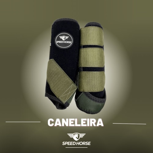 Caneleira Dianteira para Equinos Speed Verde Militar Ref 2280