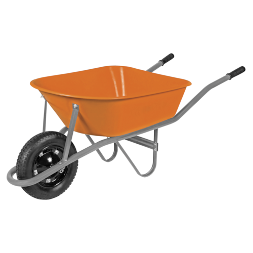 Carrinho de Mão Com Caçamba Funda Plástica Laranja 55 L Braço Metálico e Pneu com Câmara 77717/431 - Tramontina 