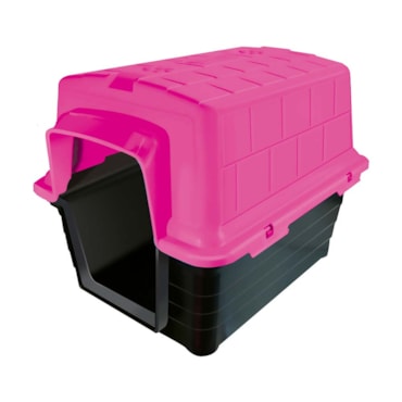 Casinha Plástica Furacão Pet Ultra Resistente 2 em 1 Rosa Tamanho 3