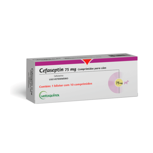 Cefaseptin Cefalixina Vetoquinol Antibacteriano para Cães 75 mg 10 Comprimidos