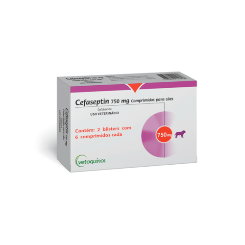 Cefaseptin Cefalixina Vetoquinol Antibacteriano para Cães 750 mg 12 Comprimidos