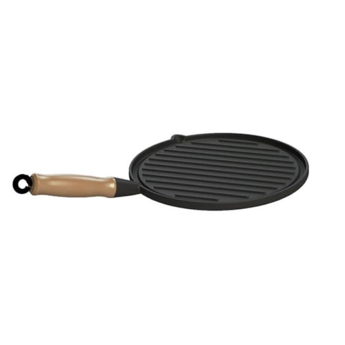 Chapa Bifeteira Redonda Estriada em Ferro Fundido Fundição Libaneza 26cm