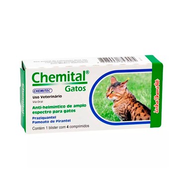 Chemital Anti-Helmético de Amplo Espectro Para Gatos - 4 Comprimidos