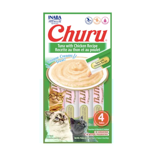 Churu Purê para Gatos Sabor Atum com Frango 4 Sachês de 14 g Cada
