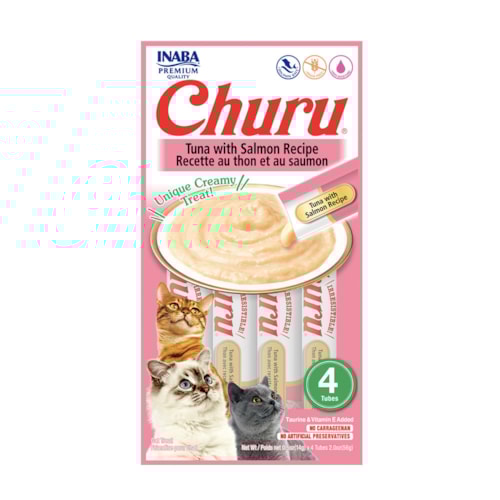 Churu Purê para Gatos Sabor Atum com Salmão 4 Sachês de 14 g Cada