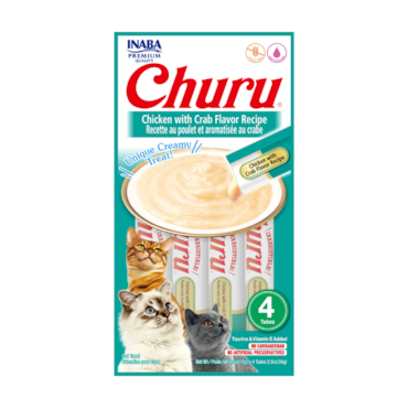 Churu Purê para Gatos Sabor Galinha e Carangueijo 4 Sachês de 14 g Cada