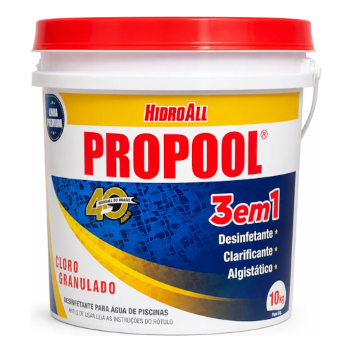 Cloro Granulado ProPool 3 em 1 36,8% de Cloro Ativo Hidroall 10 kg