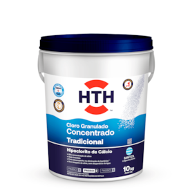Cloro HTH Concentrado Tradicional 10 kg - Purificador potente para piscinas com alto fluxo de pessoas