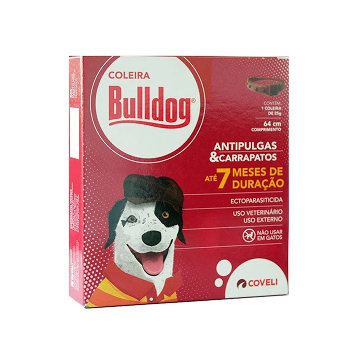 Coleira Antipulgas e Carrapatos Bulldog para Cães 25g 