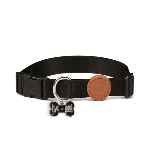 Coleira Avulsa Toh Com Tag ID QR Code Black Tamanho M