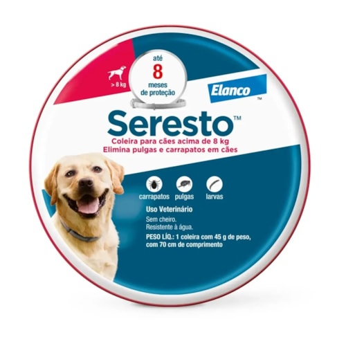 Coleira Seresto Antipulga e Carrapato para Cães Acima de 8kg
