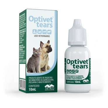 Colírio Lubrificante Optivet Tears Para Cães e Gatos 10ml - Vetnil