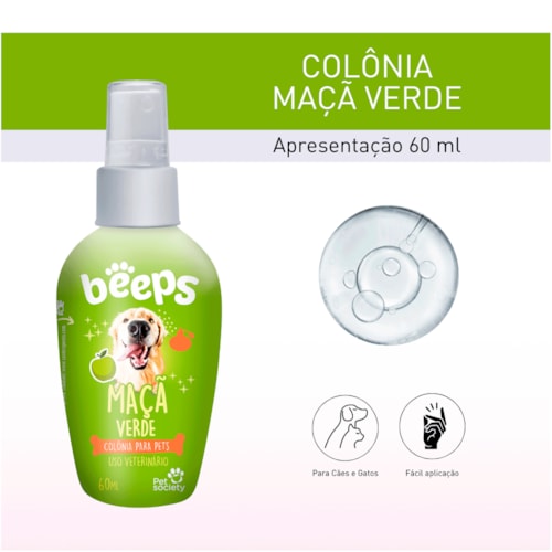 Colônia Beeps Beeps para Cães e Gatos Maçã Verde 60ml