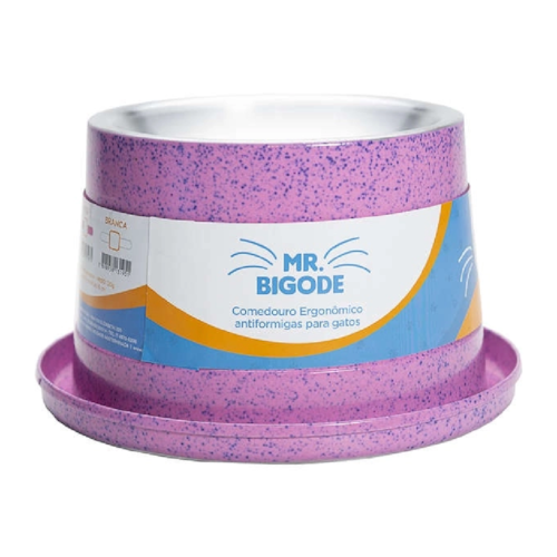 Comedouro Antiformiga para Gatos Mr. Bigode 140ml Rosa - NF Pet