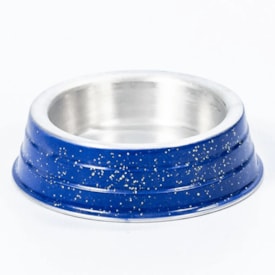 Comedouro / Bebedouro Pesado de Alumínio Médio 1,2 Litros Azul - NF Pet - imagem adicional