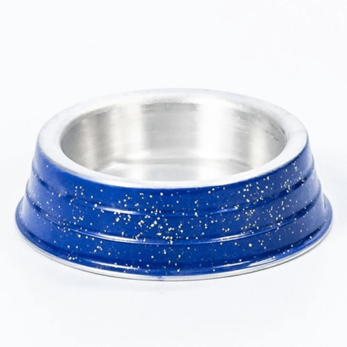 Comedouro / Bebedouro Pesado de Alumínio Médio 1,2 Litros Azul - NF Pet - imagem adicional