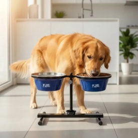 Comedouro / Bebedouro Premium Antiformiga em Inox 1,2 L Azul - NF Pet - imagem adicional