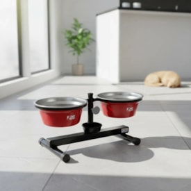 Comedouro / Bebedouro Premium Antiformiga em Inox 1,2 L Vermelho - NF Pet - imagem adicional