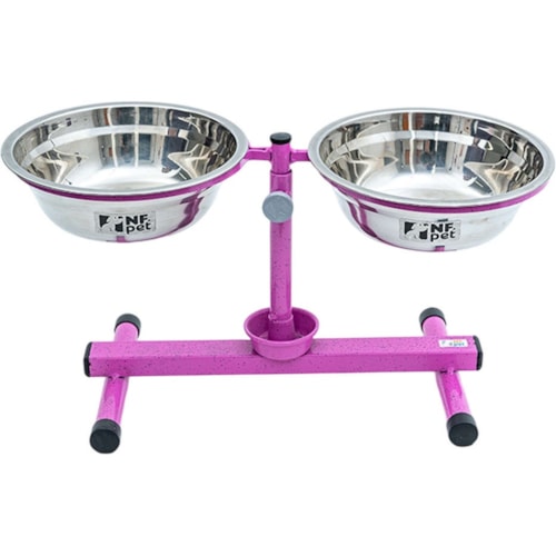 Comedouro / Bebedouro Premium Antiformiga em Inox 2,4 L Rosa - NF Pet