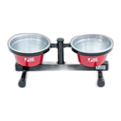 Comedouro / Bebedouro Premium Antiformiga em Inox 500 ml Vermelho - NF Pet