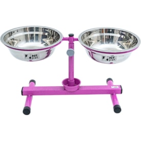 Comedouro / Bebedouro Premium Antiformiga em Inox 700 ml Rosa - NF Pet