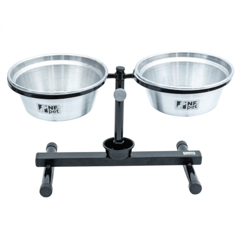 Comedouro Duplo Anti-Formiga para Cães em Aluminio 5 L com Base Regulável NF Pet