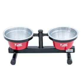 Comedouro Duplo Anti-Formiga Para Cães Filhotes 500ml com Base Vermelho NF Pet