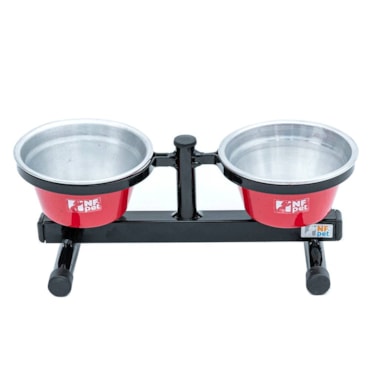 Comedouro Duplo Anti-Formiga Para Cães Filhotes 500ml com Base Vermelho NF Pet