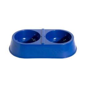 Comedouro Duplo Patinhas Azul 2x450ml - Pet Injet