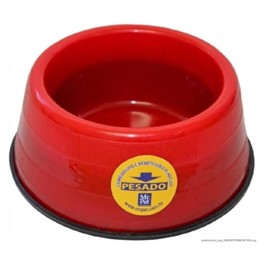 Comedouro Pesado para Cães Filhotes MR Pet 300 ml Vermelho