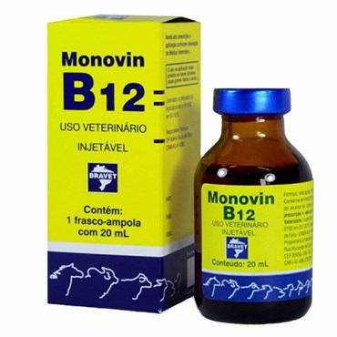 Complexo Concentrado de Vitamina Monovin B12 Injetável Uso Veteriário 20ml 