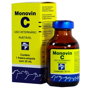 Complexo Concentrado de Vitamina Monovin C Bravet Injetável Uso Veterinário 20ml