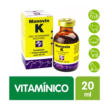 Complexo Concentrado de Vitamina Monovin K Injetável Uso Veterinário 20 ml 