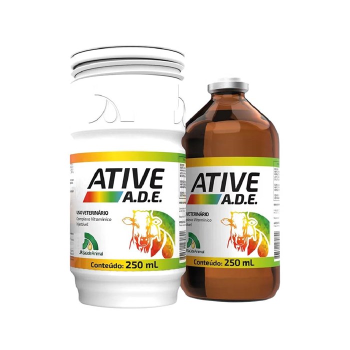 Complexo Vitamínico Ative A.D.E JA Saúde Animal Injetável 250 ml